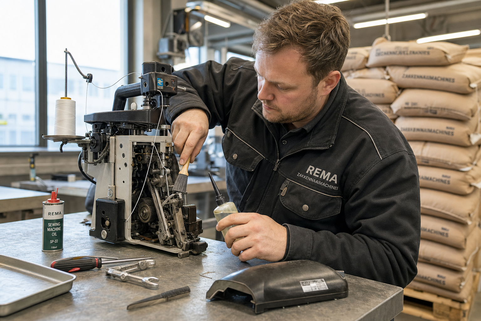 Onderhoud zakkennaaimachine